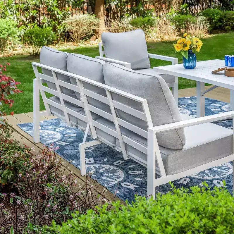 Captiva Designs Set da 6 pz con Braciere da Esterno Moderno in Alluminio con Poltrone e Pouf
