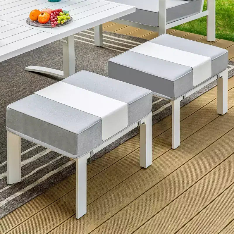 Ensemble de 6 pièces Captiva Designs, Foyer d'extérieur moderne en aluminium avec fauteuils et poufs