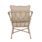 Set da conversazione 3 pezzi in vimini Bruce per esterno con cuscini marrone chiaro/beige - Christopher Knight Home: Rattan PE, resistente ai raggi UV e alle intemperie