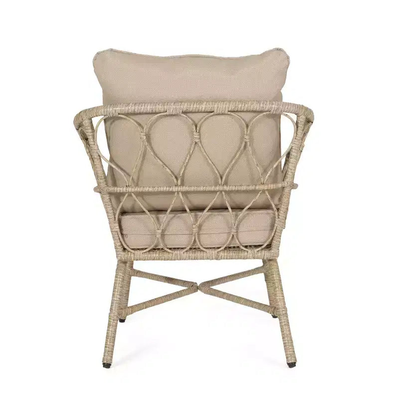 Set da conversazione 3 pezzi in vimini Bruce per esterno con cuscini marrone chiaro/beige - Christopher Knight Home: Rattan PE, resistente ai raggi UV e alle intemperie