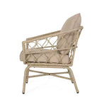 Set da conversazione 3 pezzi in vimini Bruce per esterno con cuscini marrone chiaro/beige - Christopher Knight Home: Rattan PE, resistente ai raggi UV e alle intemperie
