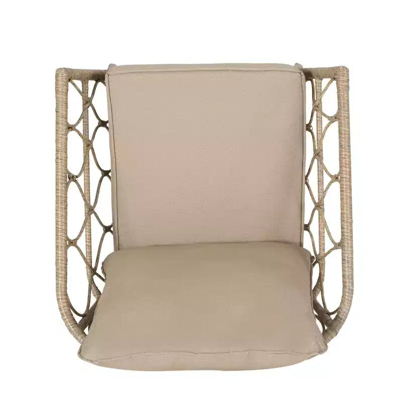 Set da conversazione 3 pezzi in vimini Bruce per esterno con cuscini marrone chiaro/beige - Christopher Knight Home: Rattan PE, resistente ai raggi UV e alle intemperie