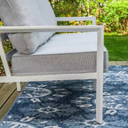 Captiva Designs Set Divano da Giardino Moderno da 5 Pezzi in Alluminio con Pouf