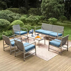 Captiva Designs Coastal Set Divano da Esterno 6 pezzi in Acciaio e Rattan con Tavolino da Caffè