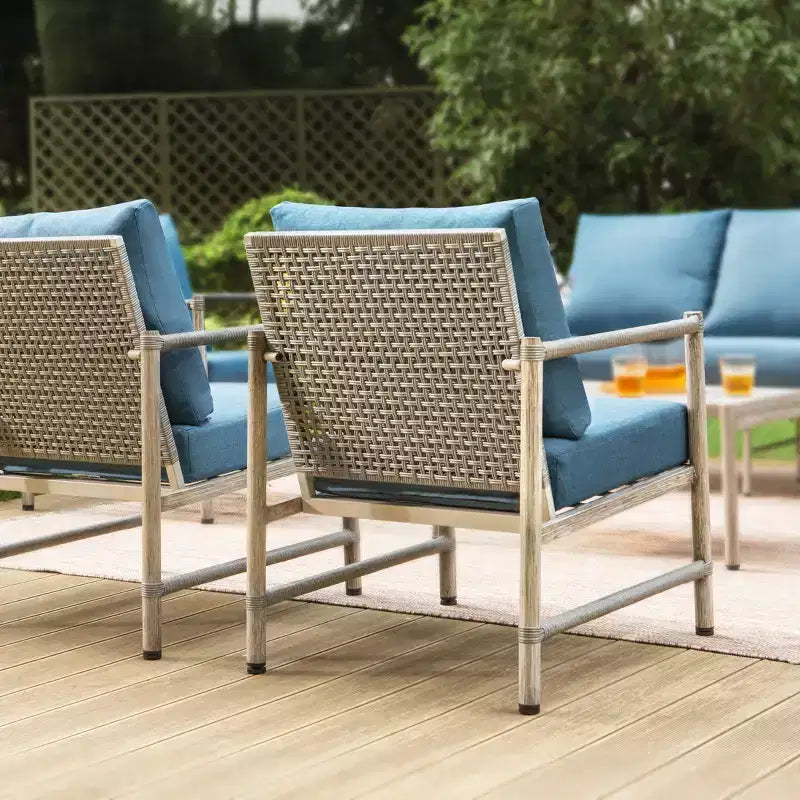 Captiva Designs Coastal Set Divano da Esterno 6 pezzi in Acciaio e Rattan con Tavolino da Caffè