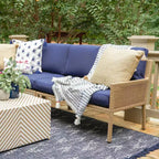 Ensemble sectionnel en osier 5 pièces Leisure Made Riviera avec tissu bleu marine