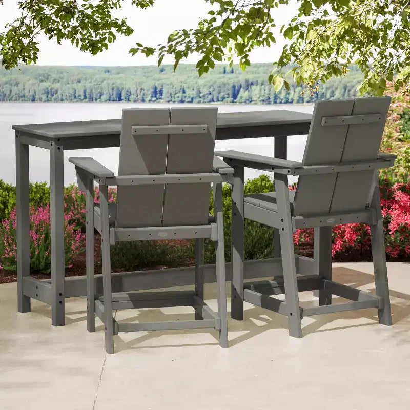 Set salotto da balcone POLYWOOD Moore a 3 pezzi, grigio ardesia