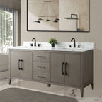 Mobile lavabo doppio Vanity Art 72 per bagno con piano in marmo composito