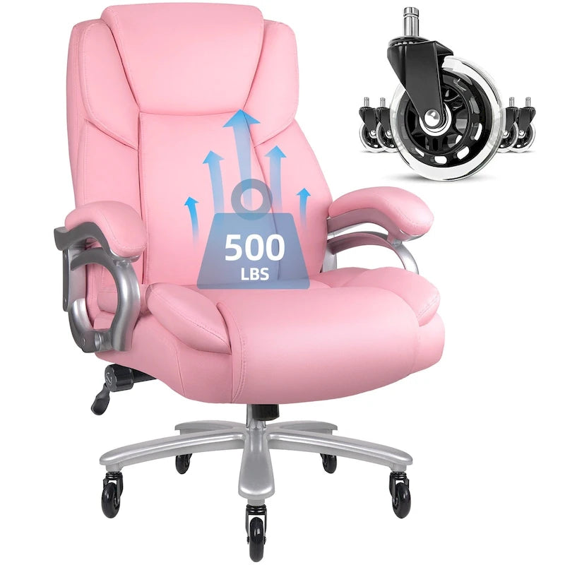 Sedia da Ufficio Direzionale Bossin Extra Large, 500 libbre, Ergonomica con Supporto Lombare Regolabile, Schienale Alto in Pelle PU, per Computer