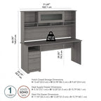 Scrivania per computer da 72" con libreria e cassetti di
