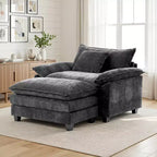 Fauteuil d'appoint surdimensionné en chenille EHMKNP avec pouf