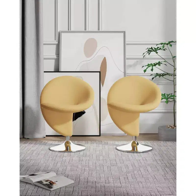 Set di 2 Poltrone Girevoli "Curl" in Misto Lana - Manhattan Comfort