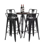 Costway Set di 4 Sgabelli da Bar in Metallo 76 cm, Altezza Bar, Industriali con Schienale Basso in Acciaio
