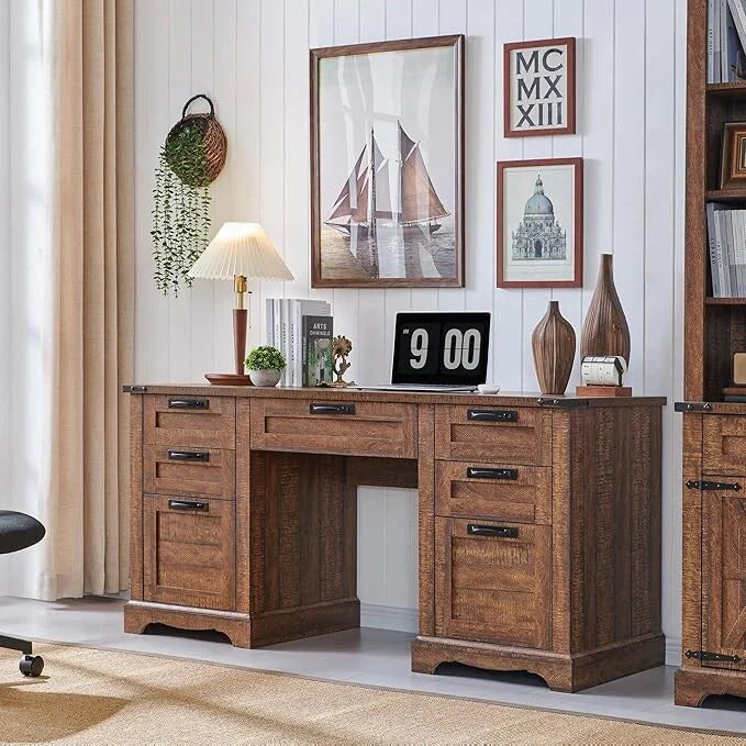 Scrivania direzionale da 60 pollici in stile rustico, scrivania per ufficio domestico in legno, scrivania per computer