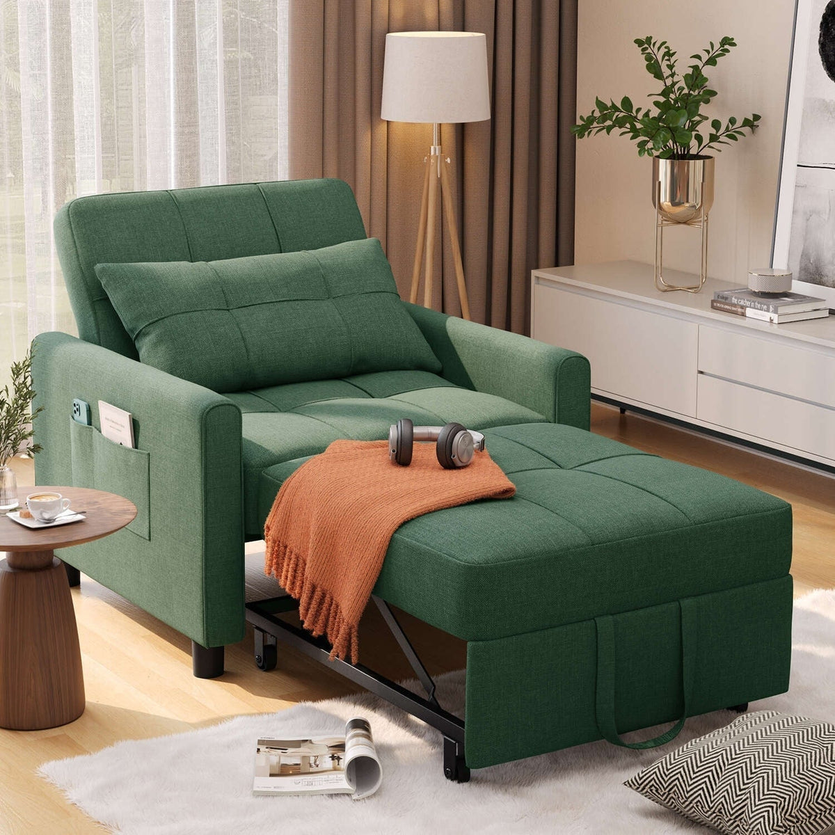 Divano letto trasformabile 3-in-1, Poltrona letto estraibile, Letto pieghevole convertibile per soggiorno