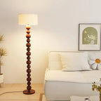 Lampadaire moderne décoratif à boules superposées avec abat-jour en tissu