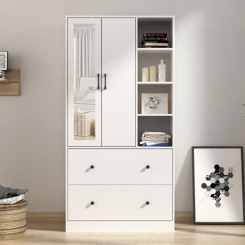 Armoire avec miroir et tringle extensible pour optimiser l'espace