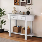 Table console élégante Okak avec finition lisse, table d'entrée avec design incurvé et 2 tiroirs, table d'appoint pour salon, couloir