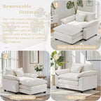 Fauteuil d'appoint surdimensionné en chenille EHMKNP avec pouf