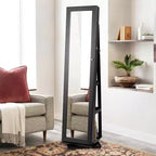 Costway Armoire à bijoux rotative à 360° 2-en-1 Organiseur miroir verrouillable Blanc/Noir/Marron foncé/Gris/Bleu/Rose/Violet/Gris foncé