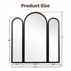 Specchio a tre ante Dovelina 71A*66.5L, specchio a figura intera ad arco reclinabile per soggiorno, sala da pranzo, ingresso, camera da letto, telaio in metallo/legno disponibile