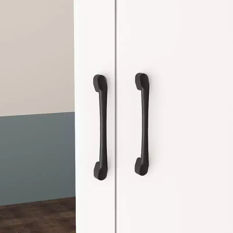 Armoire 2 portes avec miroir, tringle à vêtements et 2 tiroirs