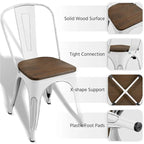 Yaheetech Set di 4 Sedie da Pranzo in Metallo con Sedie Impilabili in Legno