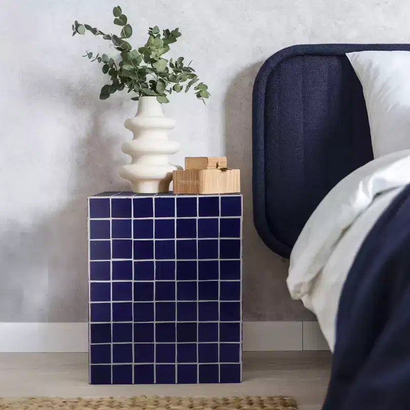 Tavolino rettangolare moderno in ceramica piastrellata in stile bohémien