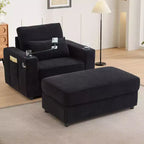 Divano letto Chaise Lounge con pouf contenitore mobile, seduta profonda