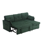 Divano Sezionale a L con Chaise Reversibile, Rivestimento in Velluto a Coste/Ciniglia, con Bracciolo Portaoggetti e Tasca Laterale