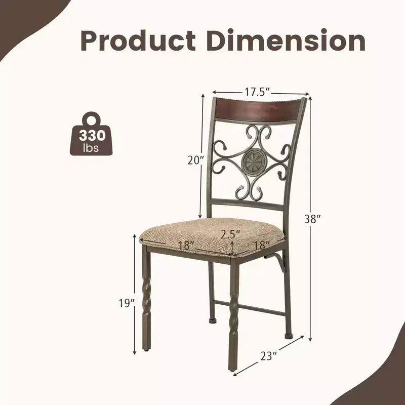 Costway Set di 2/4 sedie da pranzo senza braccioli, set di sedie da cucina con cuscino del sedile