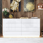 Comò lucido 63" con luce, con 8 cassetti e ampio piano d'appoggio