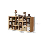 Libreria moderna orizzontale in legno a 8 cubi, finitura naturale