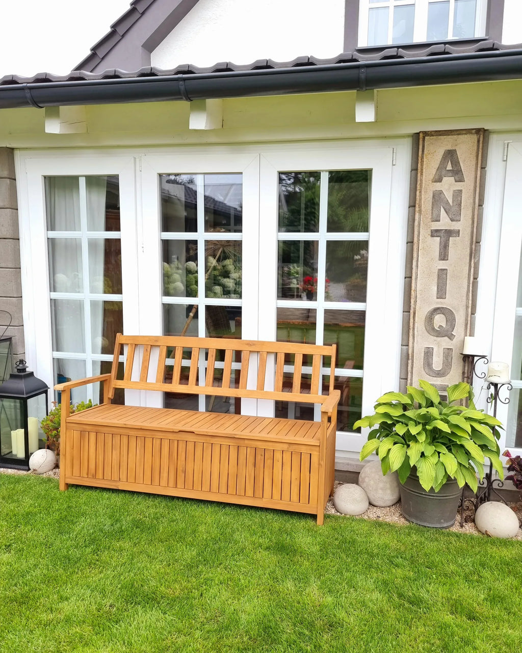 Banc de jardin 160 cm avec coffre Bois d'acacia Marron
