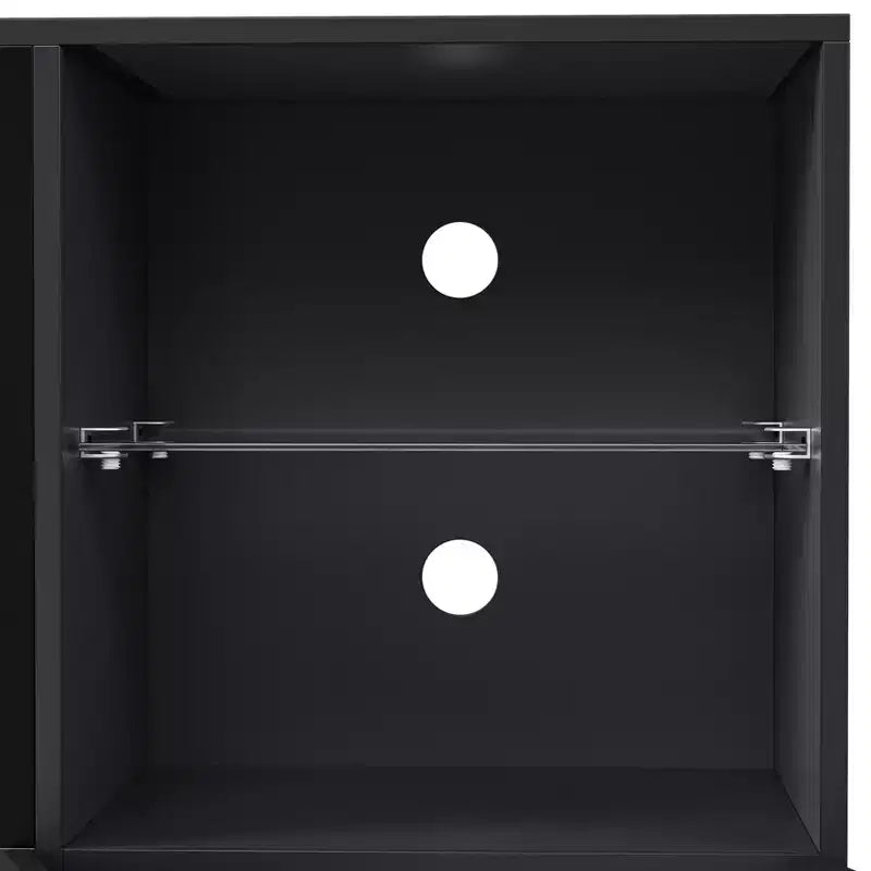 Meuble TV moderne avec lumières LED pour téléviseur de 75 pouces, table console multimédia avec étagères en verre trempé et foyer non chauffant