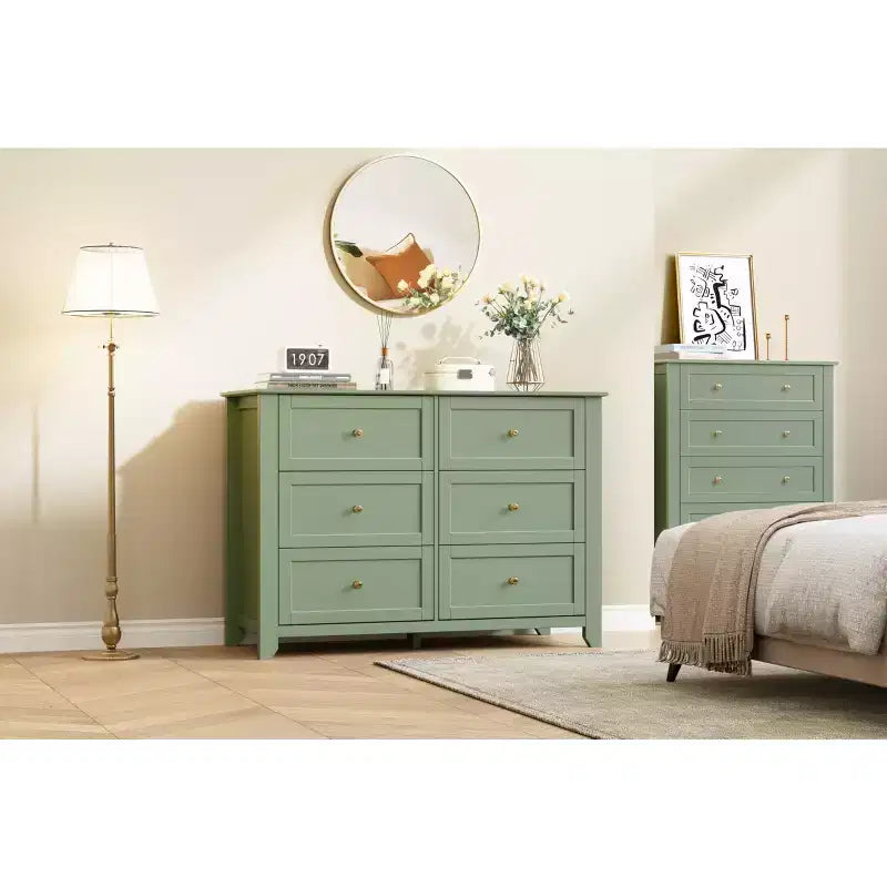 Commode 6 tiroirs, commode haute en bois avec tiroirs profonds, meuble de rangement avec poignées métalliques pour entrée, couloir, salon, chambre d'enfants, placard