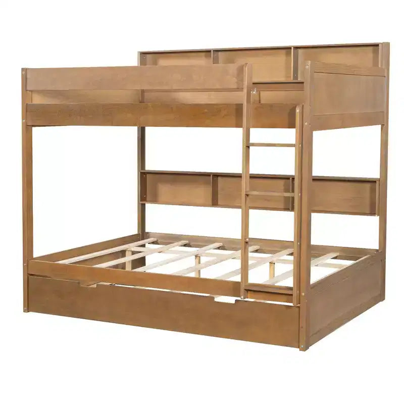 Luxystar Letto a castello moderno completo su completo con ripiani e letto estraibile