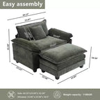Fauteuil d'appoint surdimensionné en chenille EHMKNP avec pouf