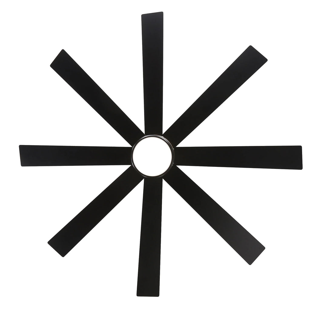 Ventilatore da soffitto nero da 65 pollici a 8 pale con luce LED e telecomando