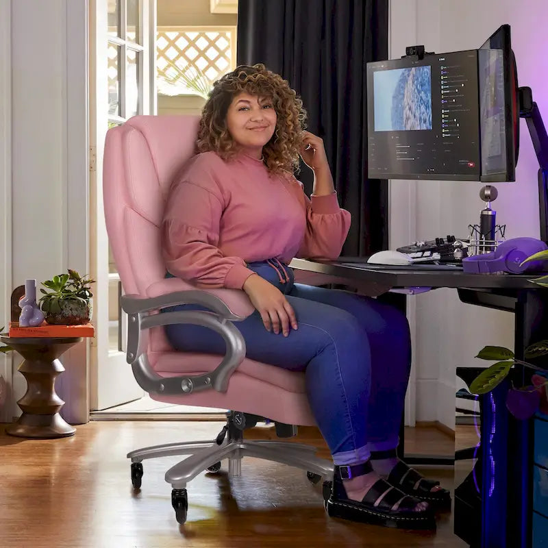 Sedia da Ufficio Direzionale Bossin Extra Large, 500 libbre, Ergonomica con Supporto Lombare Regolabile, Schienale Alto in Pelle PU, per Computer