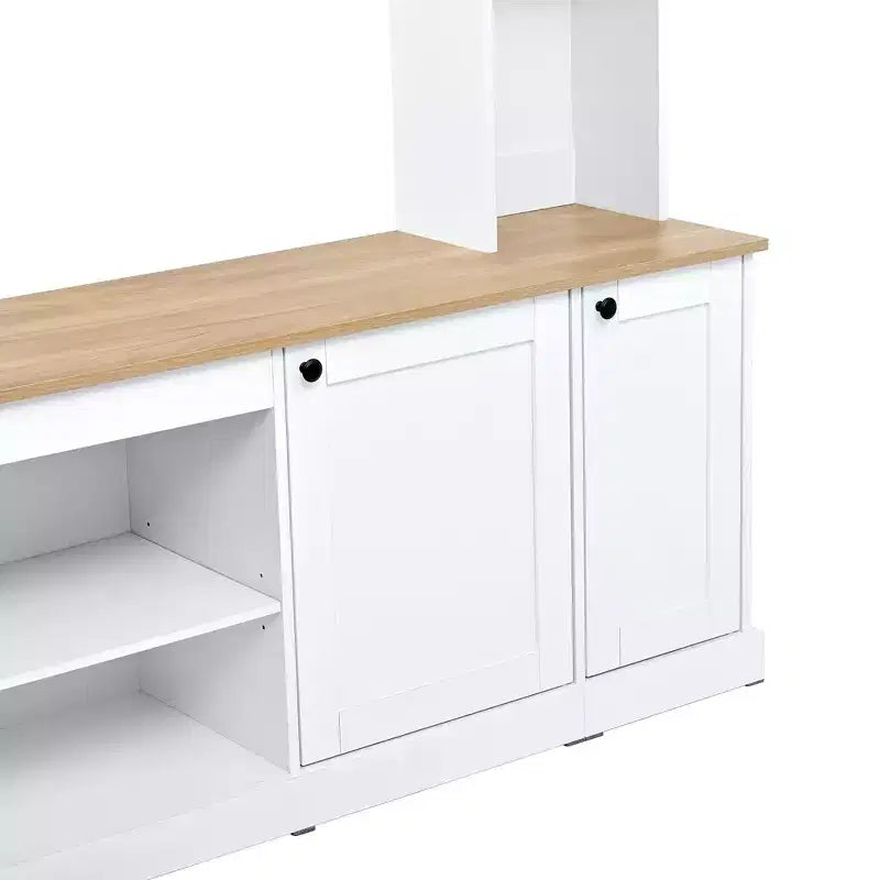 Mobile TV Whisen 91, Centro Intrattenimento ad Arco, Unità a Parete in Stile Rustico con Libreria, Effetto Legno per TV fino a 70 Pollici