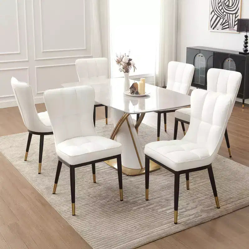Bekrvio Sedie da Sala da Pranzo Set da 6, Moderne Imbottite in Ecopelle con Schienale Alto, Gambe in Metallo, Sedie da Cucina Senza Braccioli per Soggiorno Sala da Pranzo