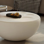 Tavolino da salotto NIDO moderno rotondo da 42 pollici, colore bianco crema, 2 pezzi - 62