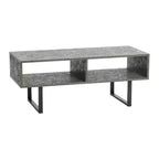 Jamestown TV Stand Coffee Table with Rectangular Storage Compartments Rustic Slate Concrete and Black Metal