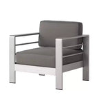 Christopher Knight Home Eleanor Ensemble de conversation extérieur 8 places en aluminium avec coussins, Kaki/Argent