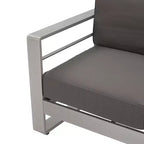 Christopher Knight Home Eleanor Ensemble de conversation extérieur 8 places en aluminium avec coussins, Kaki/Argent