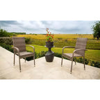 Aspect Living Morgan, sedie impilabili in vimini da esterno, intrecciate a mano, per tutte le stagioni, telaio in acciaio verniciato a polvere, leggere, per portico, cortile, giardino, balcone - Set da 2