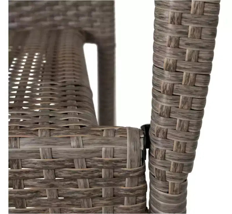 Aspect Living Morgan, sedie impilabili in vimini da esterno, intrecciate a mano, per tutte le stagioni, telaio in acciaio verniciato a polvere, leggere, per portico, cortile, giardino, balcone - Set da 2