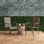 Aspect Living Morgan, sedie impilabili in vimini da esterno, intrecciate a mano, per tutte le stagioni, telaio in acciaio verniciato a polvere, leggere, per portico, cortile, giardino, balcone - Set da 2