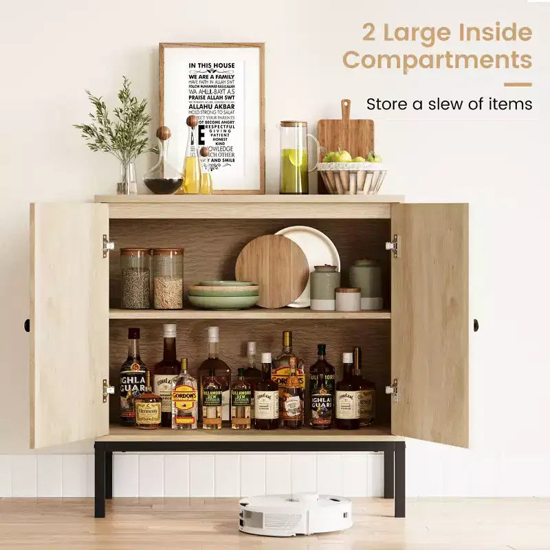 Meuble buffet en rotin Whizmax, buffet de rangement naturel avec étagères réglables, petite table d'appoint pour salle à manger, cuisine, salon, couloir